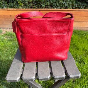 Auth Vintage Tomato Red Costa Rica Coach 4924 Sonoma Pocket Zip Leather Bag